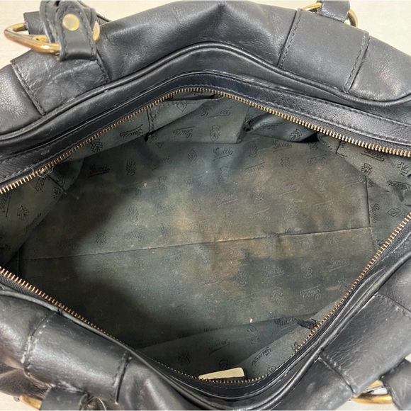Authentic Gucci Black Leather GG Ring Shoulder Bag Vintage Y2K **AS IS** - Picture 10 of 16